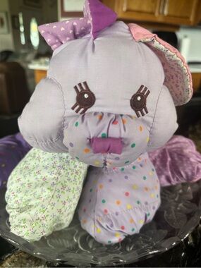 Vintage 1980s Floppalots Purple Rabbit Bunny Plush Stuffed Animal AmToy Toy